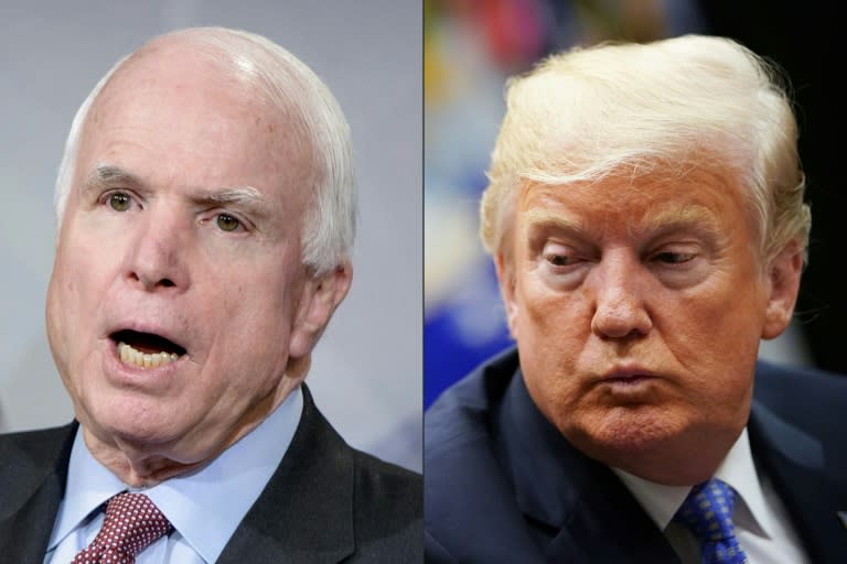 While tributes poured in from the US and abroad highlighting John McCain's lifetime of service, Donald Trump initially resisted following suit