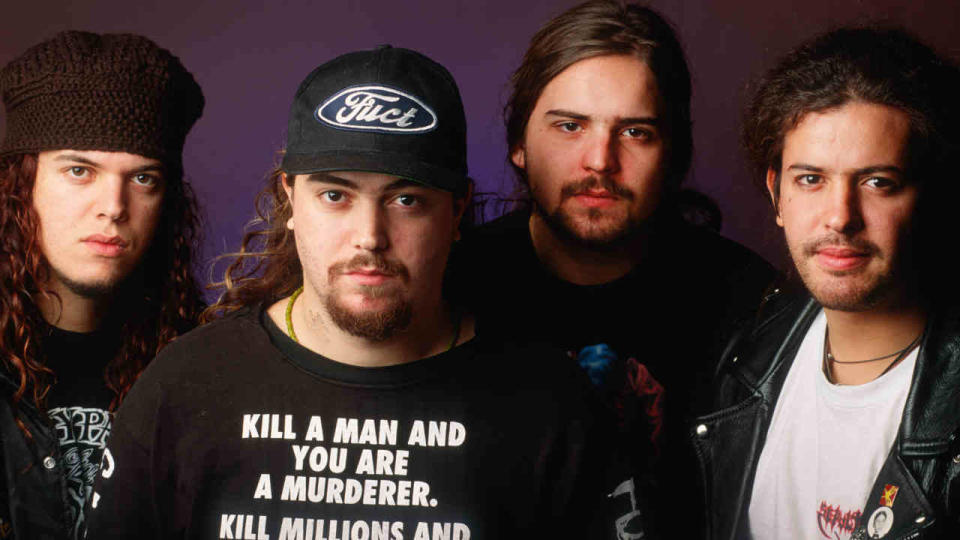 A studio portrait of Sepultura in 1993