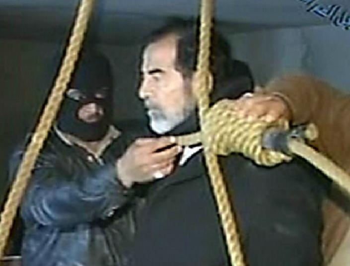 Ousted Iraq president Saddam Hussein moments before he was executed in Baghdad, on December 30, 2006 (AFP Photo/)