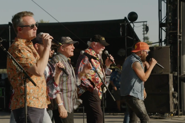 Members of the Beach Boys where Dodgers jerseys on opening day as