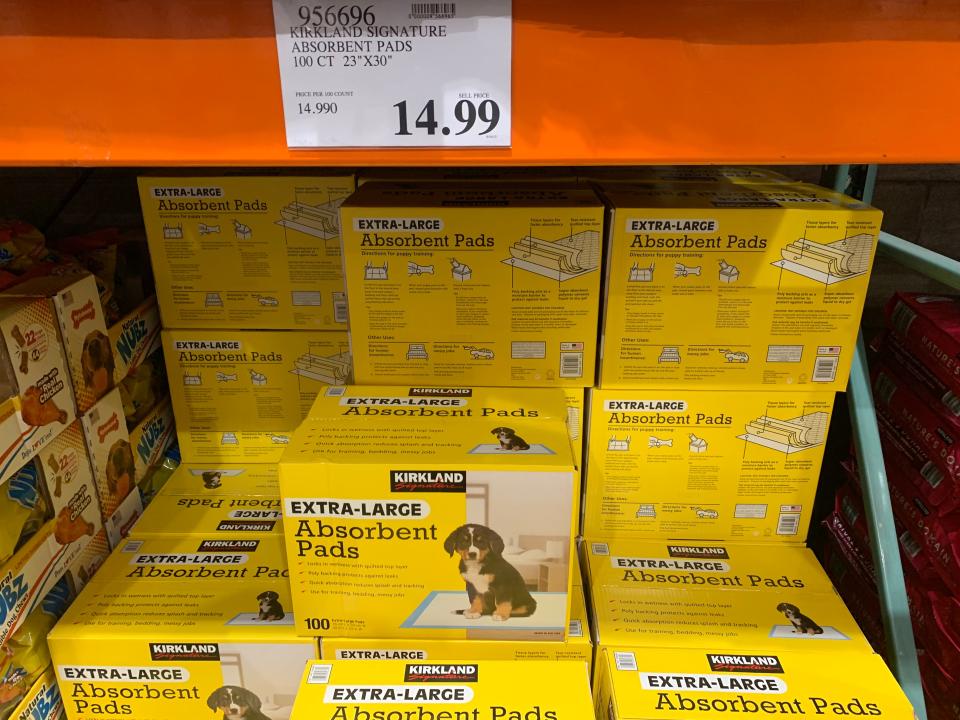 boxes of absorbent dog pads at costco