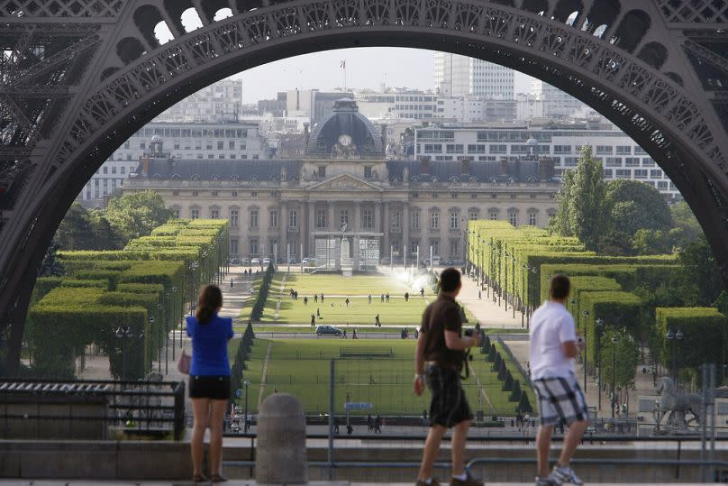 Tourists at the Trocadero square in Paris, May 2011