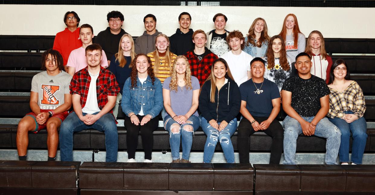 The Commendation toward Biliteracy is awarded to students whose proficiency level is rated at Intermediate Low or Intermediate Mid in their second language. An asterisk denotes a Seal of Biliteracy Recipient. First row, from left: Niko Powe, Noah Tiska, Kendal Bennison*, Jennifer Pratt, Esmeralda Paredes*, Raul Cardoso, Osvaldo Morado and Jazmin Rodriguez. Second row: Gregory Wolf, Shayla Hufford, Madysen Gardner*, Xander Gruszeczka , Joseph Getz, Emily Eggimann and Jace Clayes*. Third row: Daniel Sanchez*, David Ocampo*, Mikah Israel, Malachi Israel, Madeline Gustaitis*, Maya Davis* and Regan Coombes*. Not pictured: Jose Chavez, Gabe Currier.