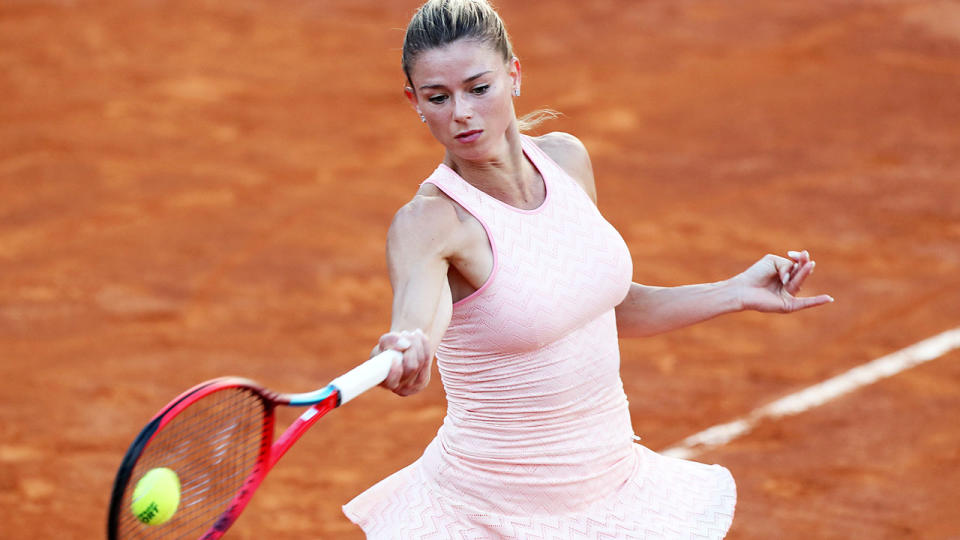 Camila Giorgi, pictured here in action against Sara Sorribes Tormo at the Italian Open.