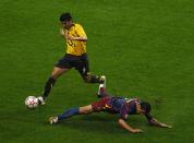 Reyes in action for Arsenal against Barcelona's Juliano Belletti in the 2006 Champions League final (Photo by Jon Buckle - EMPICS/PA Images via Getty Images)