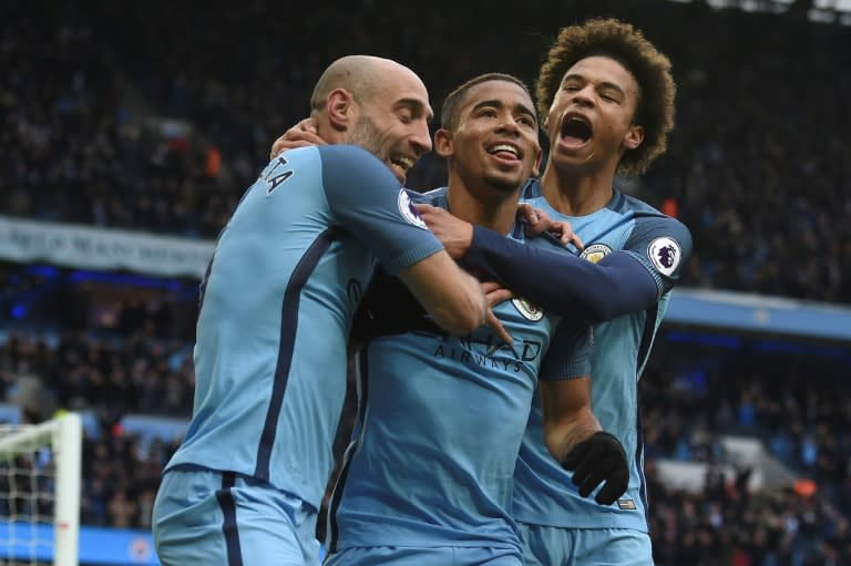 Gabriel Jesus (centre) has suffered a broken foot