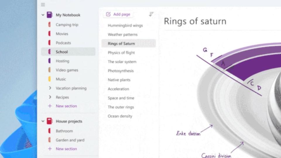 Image of OneNote layouts