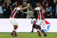 Football Soccer Britain - West Ham United v Chelsea - EFL Cup Fourth Round - London Stadium - 26/10/16 West Ham United's Edimilson Fernandes celebrates scoring their second goal with Dimitri Payet Action Images via Reuters / John Sibley