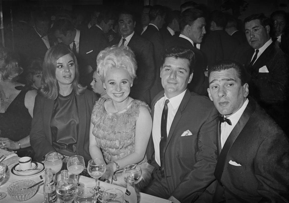 From L-R: Frances Shea, Barbara Windsor, Ronnie Knight, Reggie KrayGetty