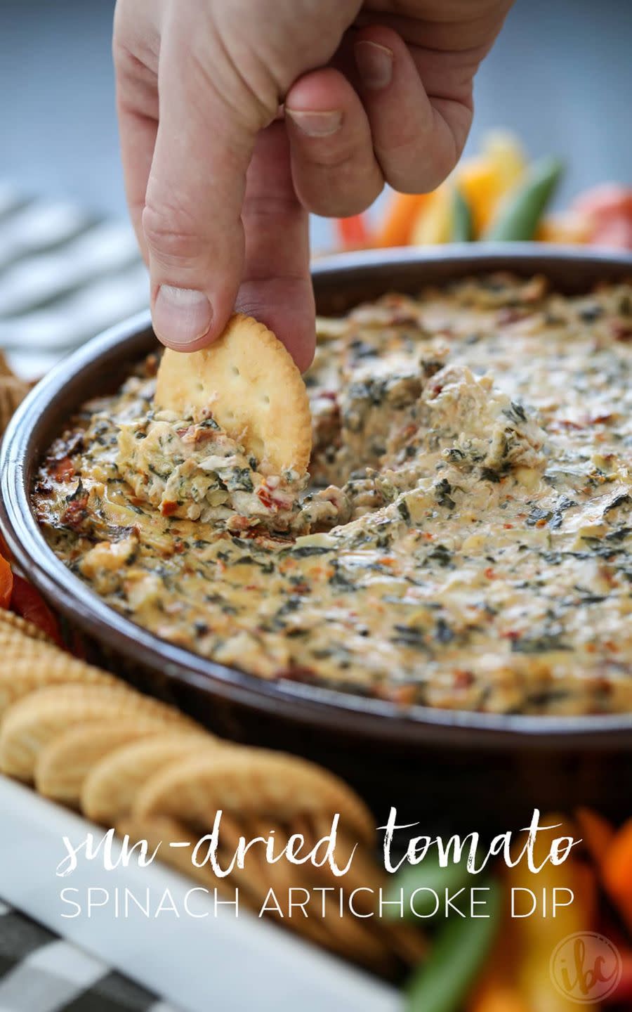 Sun-Dried Tomato Spinach Artichoke Dip