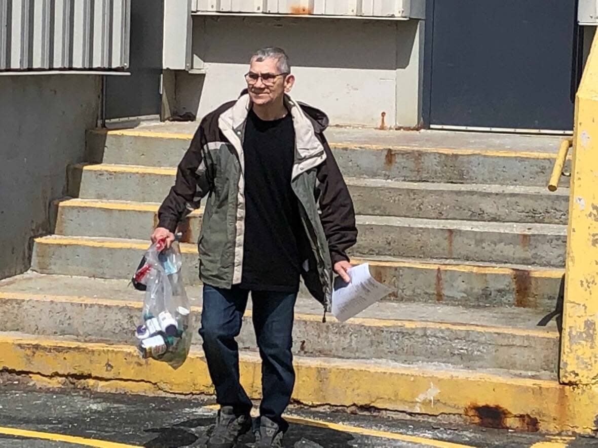 Jaddus Poirier is seen leaving Dartmouth provincial court on April 11, 2019.  (Blair Rhodes/CBC - image credit)