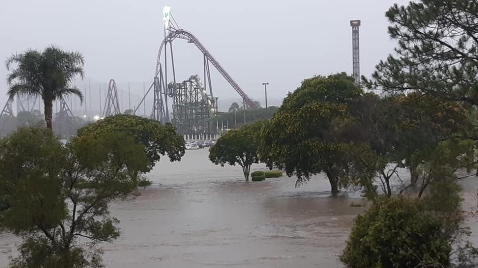 The Movie World Carpark flooded