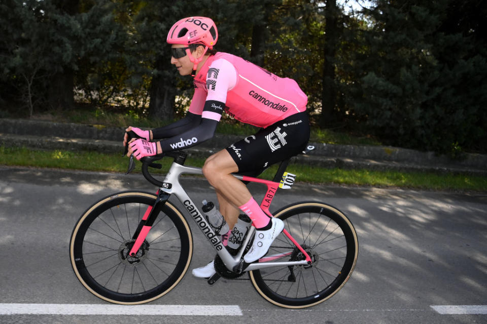SAINTPAULTROISCHTEAUX FRANCE  MARCH 09 Neilson Powless of The United States and Team EF Education  EasyPost competes during the 81st Paris  Nice 2023 Stage 5 a 2124km stage from SaintSymphoriensurCoise to SaintPaulTroisChteaux  UCIWT  ParisNice  on March 09 2023 in SaintPaulTroisChteaux France Photo by Alex BroadwayGetty Images
