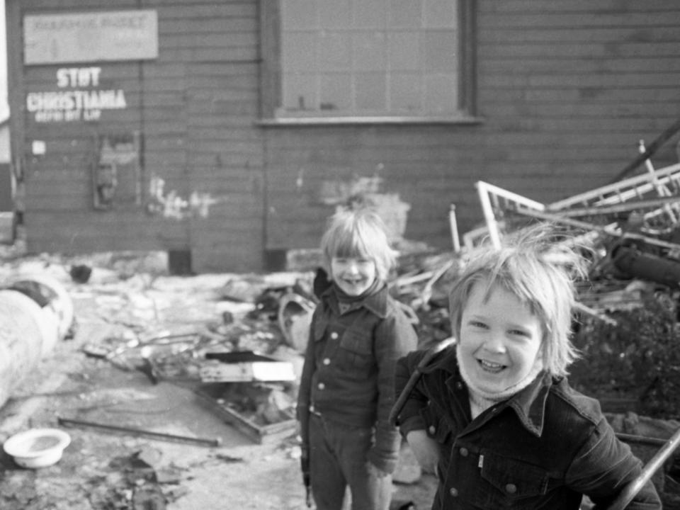 Kids inside Christiania in 1976.