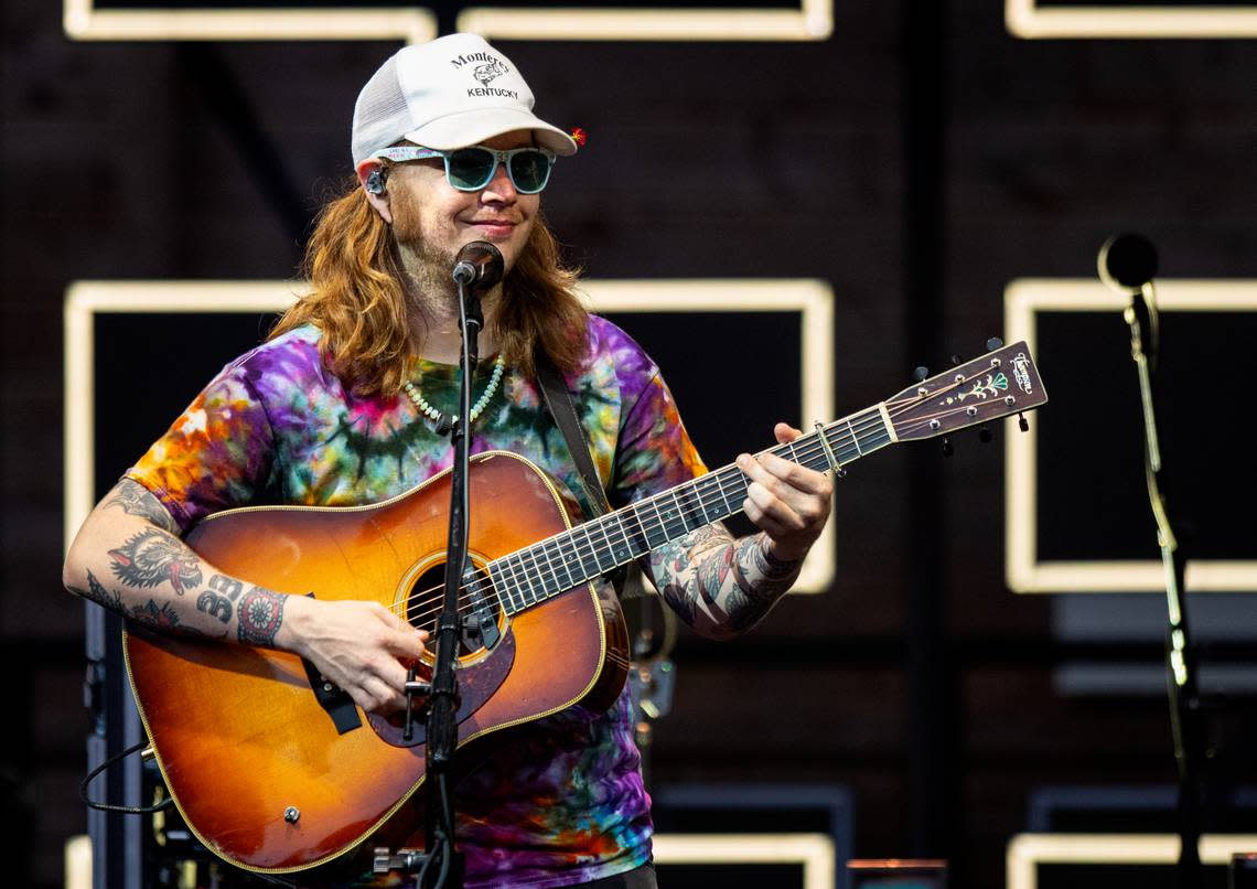 Billy Strings and his band perform on the first of their three-night run at Cary, N.C.’s Booth Amphitheater, Thursday, July 13, 2023.