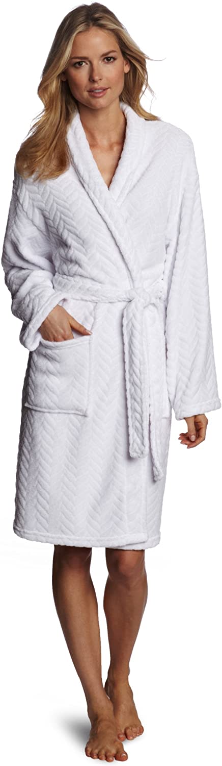 Hotel Spa Collection Herringbone Robe in optic white