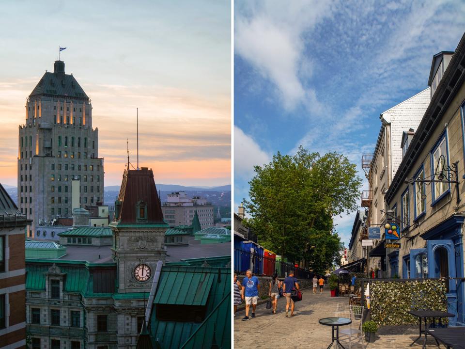 Side-by-side photos show Quebec City architecture
