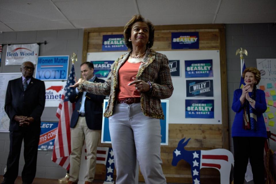 Democratic Senate candidate Cheri Beasley campaigns ahead of the midterms (Getty Images)