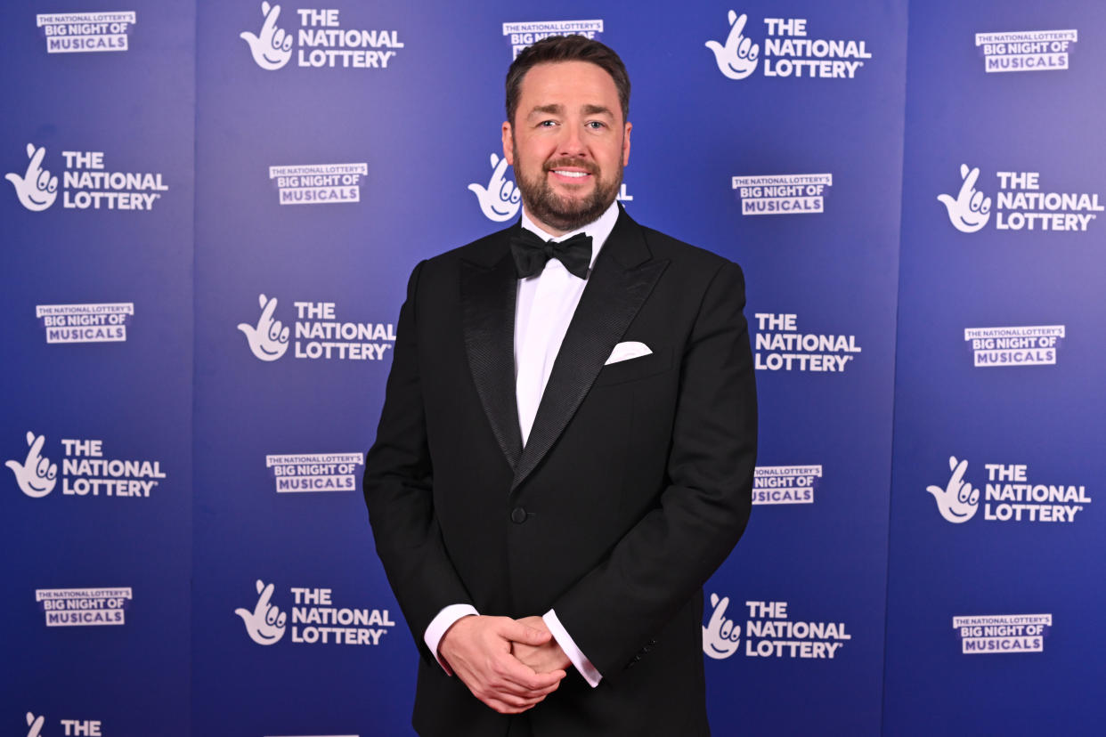 MANCHESTER, ENGLAND - FEBRUARY 27: Jason Manford attends The National Lottery's Big Night Of Musicals red carpet. The show will air in Spring on BBC One. at AO Arena on February 27, 2023 in Manchester, England. (Photo by Anthony Devlin/Getty Images for The National Lottery)