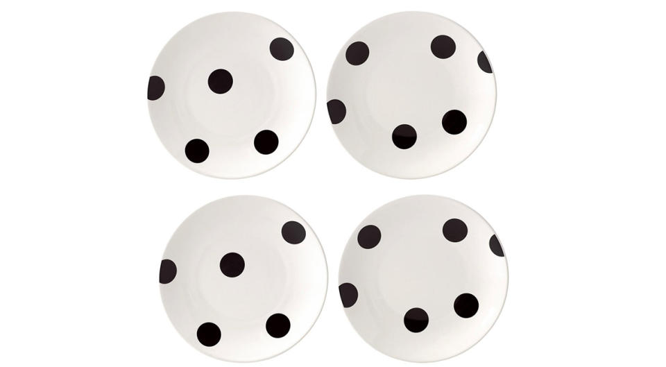 Black & White Deco Dot Black Salad Plate - Set of Four(Photo: Zulily)