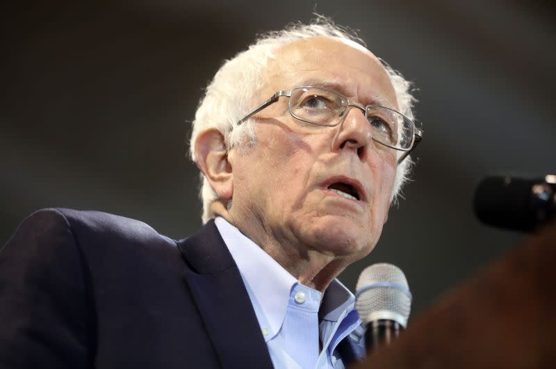 Democratic U.S. presidential candidate Senator Sanders speaks at his South Carolina primary night rally in Virginia Beach