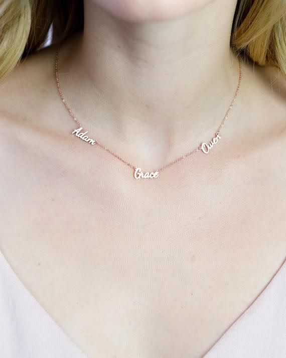 19) Dainty Triple Name Necklace