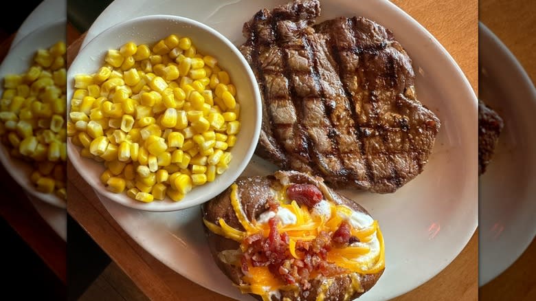 Texas Roadhouse steak and sides