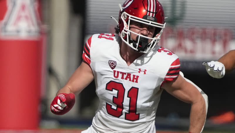 Utah safety Nate Ritchie in action against Arizona on Nov. 18, 2023, in Tucson, Ariz. The Lone Peak High product will likely be starting at safety for the Utes against Northwestern in the Saturday’s Las Vegas Bowl.