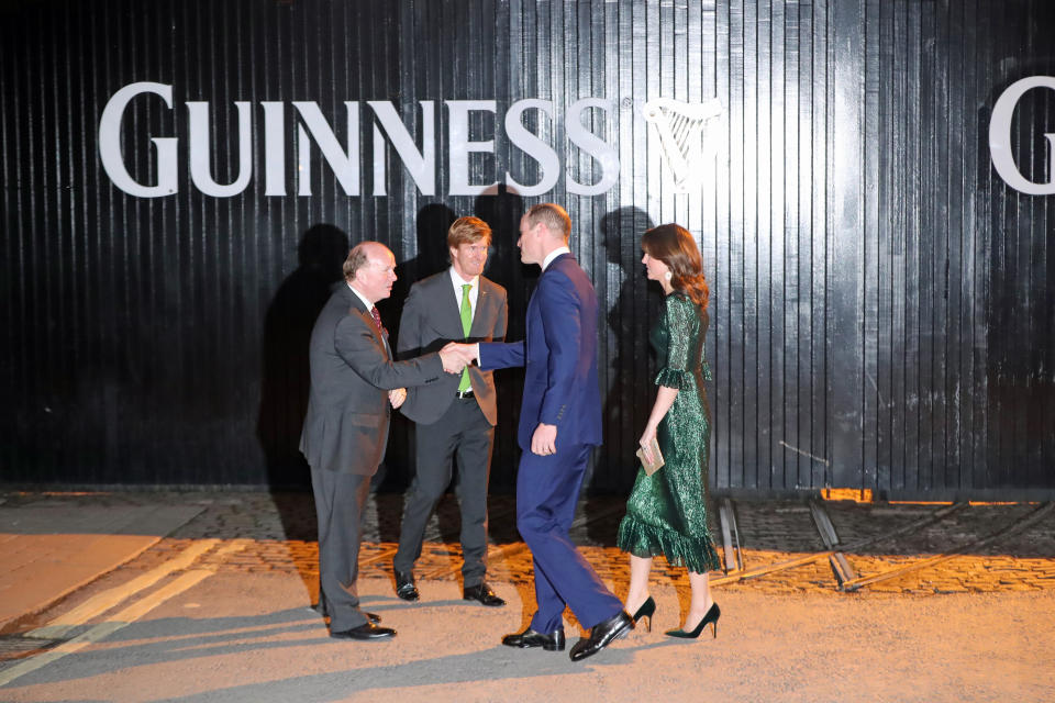 The Duke and Duchess of Cambridge at a reception hosted by the British Ambassador to Ireland at the Gravity Bar, Guinness Storehouse, Dublin, during their three day visit to the Republic of Ireland. PA Photo. Picture date: Tuesday March 3, 2020. See PA story ROYAL Cambridge. Photo credit should read: Niall Carson/PA Wire