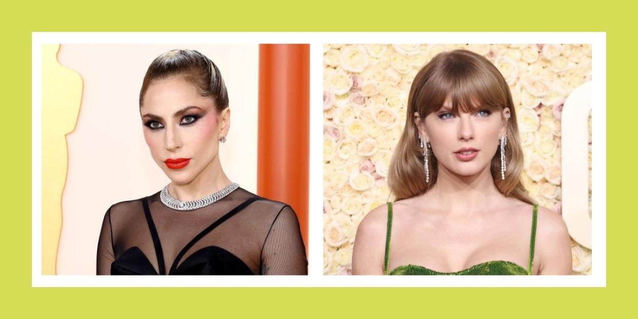 Lady Gaga and Taylor Swift split screen