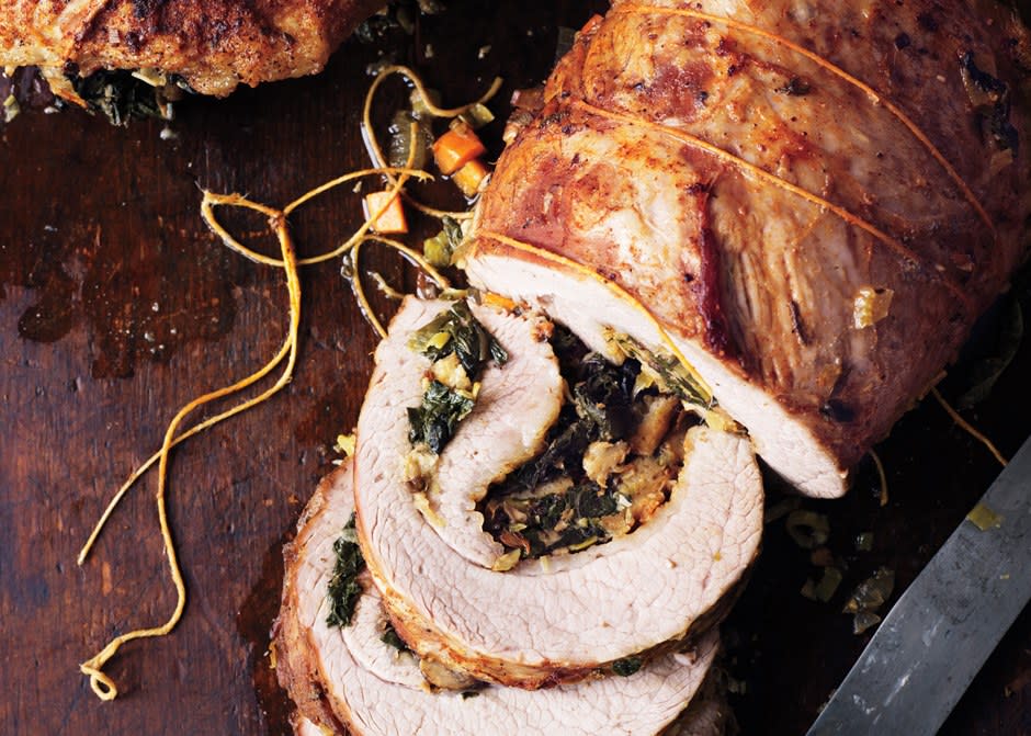 Chard and Mushroom-Stuffed Breast of Veal