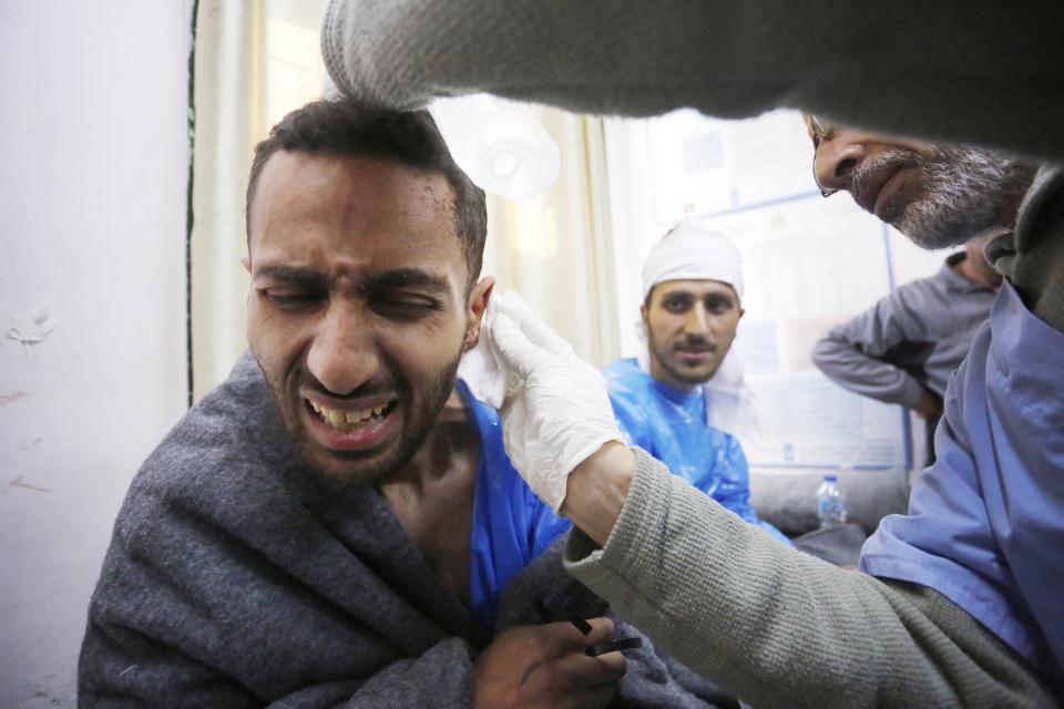 Palestinians who were detained during the Israeli army attacks on Shifa Hospital are brought to the Al-Aqsa Martyrs Hospital for treatment after their release in Deir Al Balah, Gaza on March 24, 2024.
