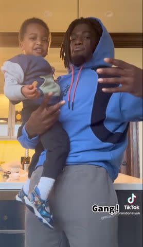 <p>Brandon Aiyuk TikTok</p> Brandon Aiyuk and his son Braylon.