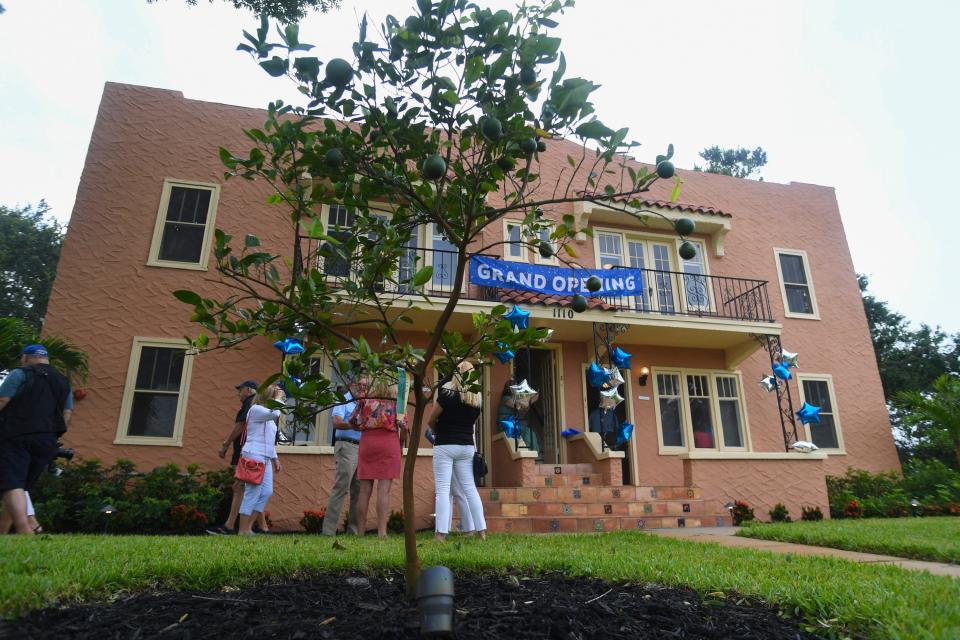 Visitors of the historic Tangelo House, formerly the Ryburne Apartment building, tour the property on Saturday, June, 17, 2023, in Vero Beach. Built in the 1920’s, the Mission Revival styled apartments, located at 1110 Royal Palm Blvd., houses eight, one-bedroom apartments.