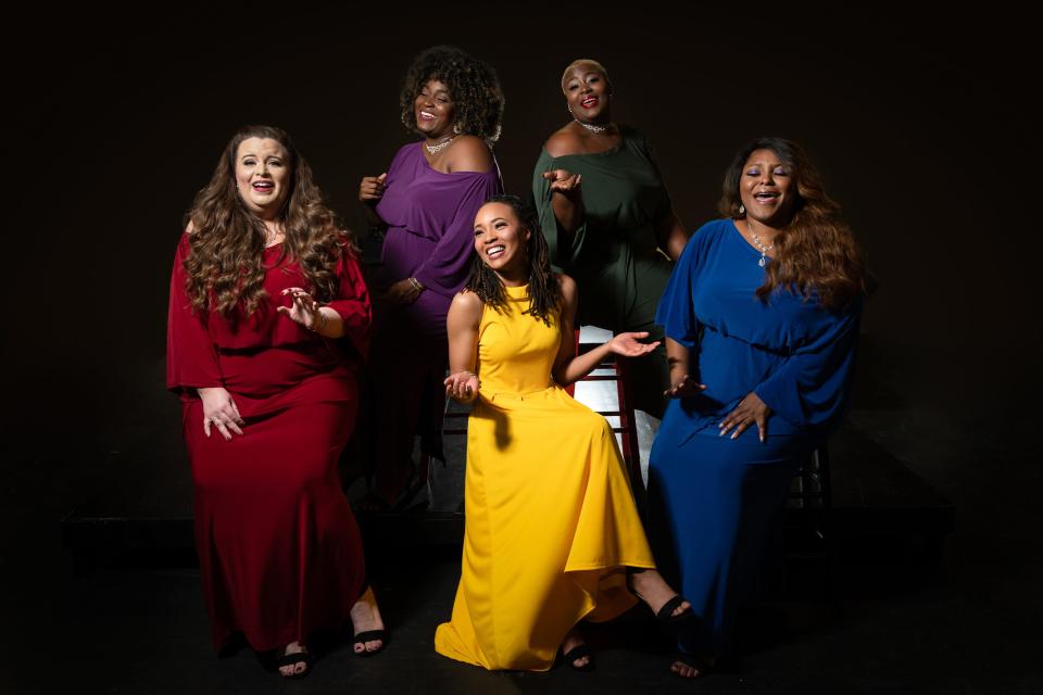 In 2019, Syreeta Banks (second from left), joined Jennifer Massey, Jae Shanae, Micresha Myatt and Teresa Stanley in “Love Sung in the Key of Aretha” at the Westcoast Black Theatre Troupe.