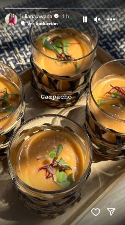 El gazpacho que hizo Juliana Awada este viernes