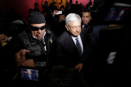 Mexico's President-elect Andres Manuel Lopez Obrador arrives at a meeting with the Business Coordinating Council (CCE) in Mexico City, Mexico July 4, 2018. REUTERS/Daniel Becerril
