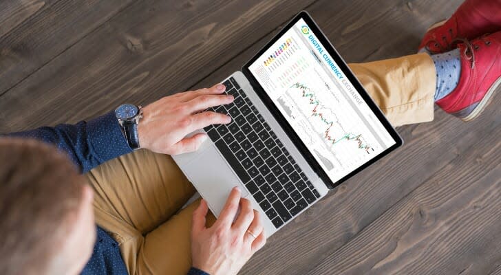 Retail investor working on his online brokerage account