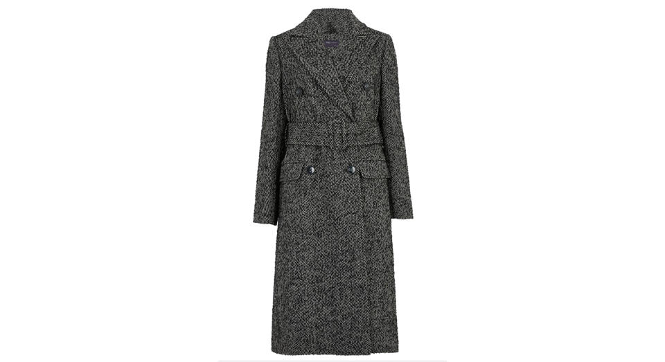 Herringbone Belted Longline Coat