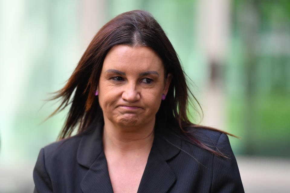 Jacqui Lambie Network Senator Jacqui Lambie at a press conference at Parliament House.