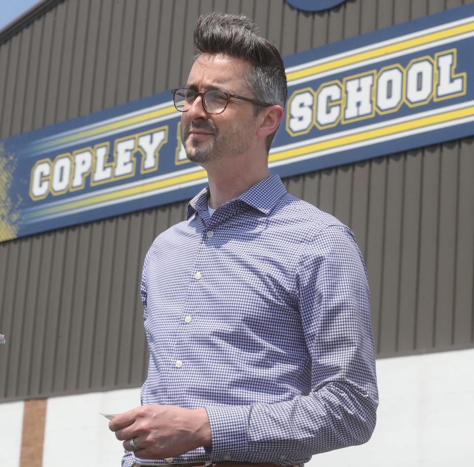 Joel Kirbawy outside the Copley High School polling location on Tuesday, August 8, 2023 in Copley.