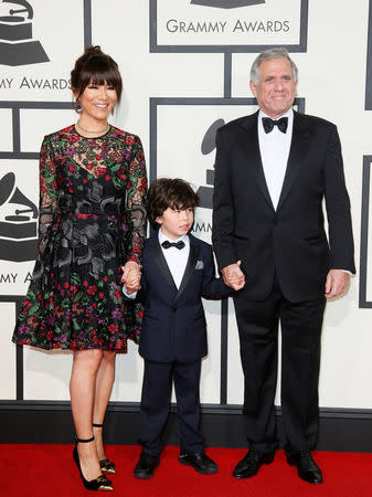 FILE PHOTO: President and Chief Executive Officer of CBS Les Mooonves, his wife Julie Chen and their son Charlie, arrive at the 58th Grammy Awards in Los Angeles, California, U.S., February 15, 2016. REUTERS/Danny Moloshok/File Photo