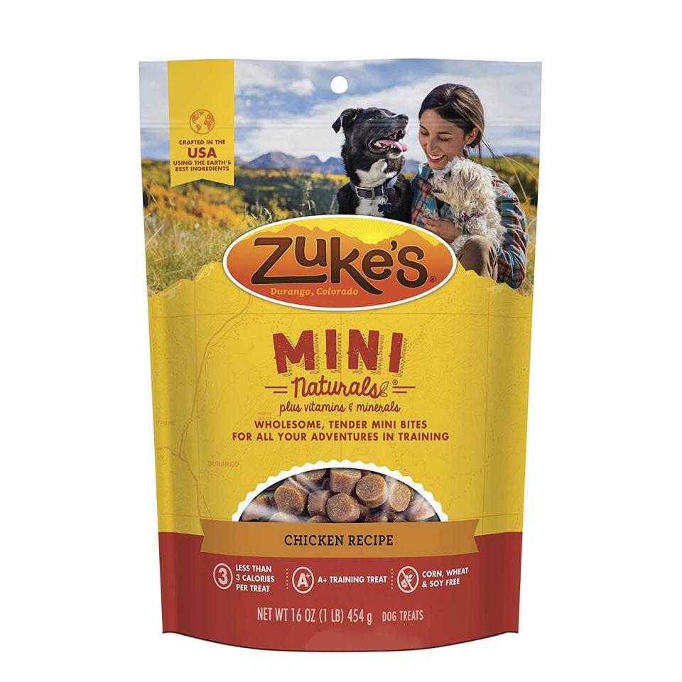 <p><strong>Zuke's</strong></p><p>amazon.com</p><p><strong>$13.97</strong></p><p><a href="https://www.amazon.com/dp/B000H0ZJHW?tag=syn-yahoo-20&ascsubtag=%5Bartid%7C10070.g.25603698%5Bsrc%7Cyahoo-us" rel="nofollow noopener" target="_blank" data-ylk="slk:Shop Now;elm:context_link;itc:0;sec:content-canvas" class="link ">Shop Now</a></p><p>Trying to teach an old (or young) dog new tricks? The small size of these treats is ideal for use in training, the product description notes.</p>