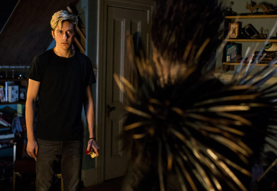 Nat Wolff’s Light is haunted by Ryuk, a demonic god of death who sets out the rules of the Death Note. (Netflix)