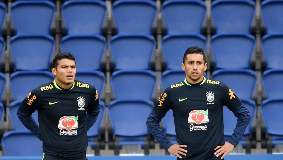 Thiago Silva and Marquinhos, club teammates at PSG, are battling for one spot in the Brazil starting lineup. (Getty)