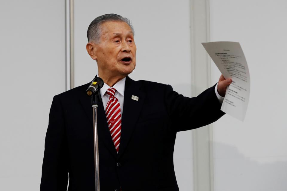 Tokyo 2020 president Yoshiro Mori speaks during a news conference in Tokyo on February 4, 2021. (Photo by KIM KYUNG-HOON / POOL / AFP) (Photo by KIM KYUNG-HOON/POOL/AFP via Getty Images)