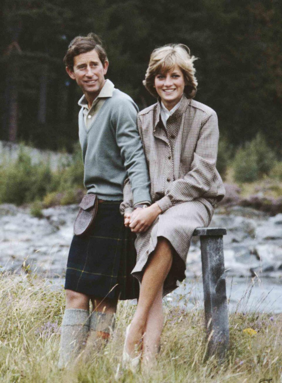 Prince Charles and Diana, Princess of Wales pose together during their honeymoon in Balmoral, Scotland, 19th August 1981