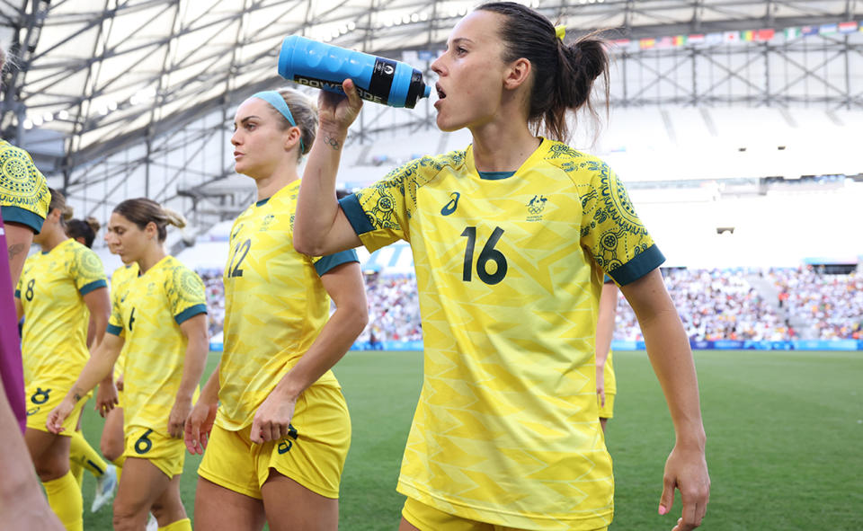 Matildas players at the Paris Olympics.