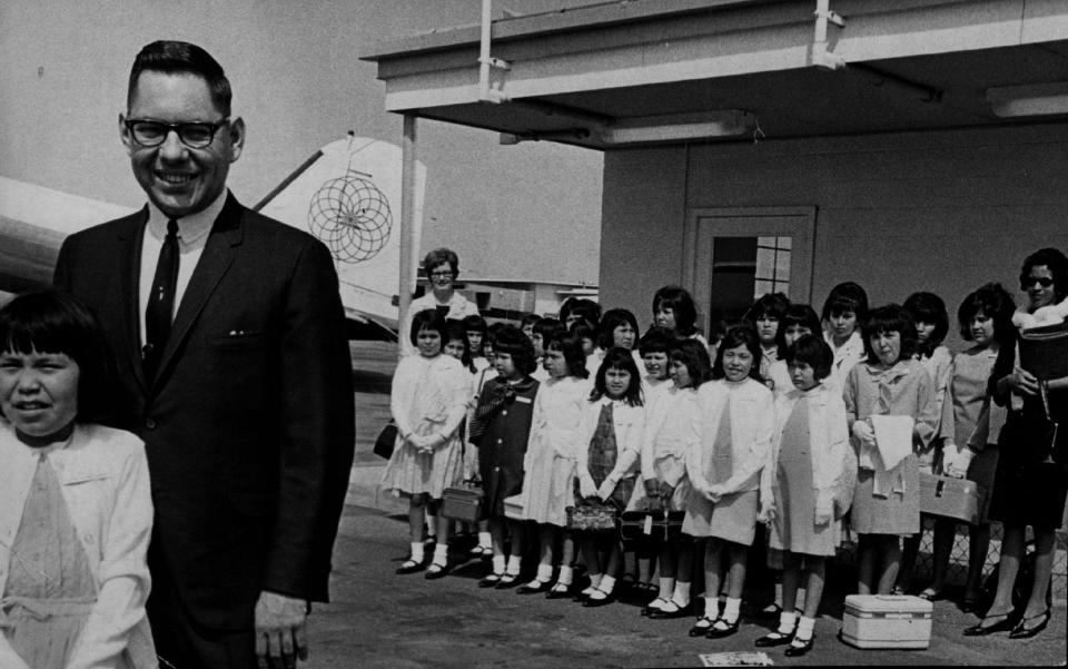 Navajo girls from an Arizona boarding school, April 8, 1967.