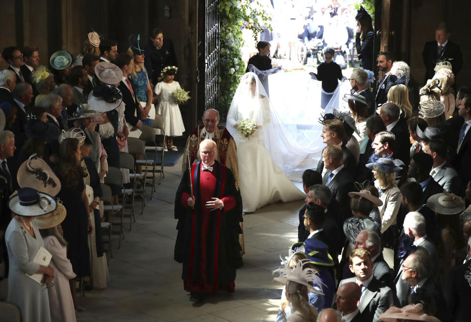 Ms Markle makes her way down the aisle. Source: AAP